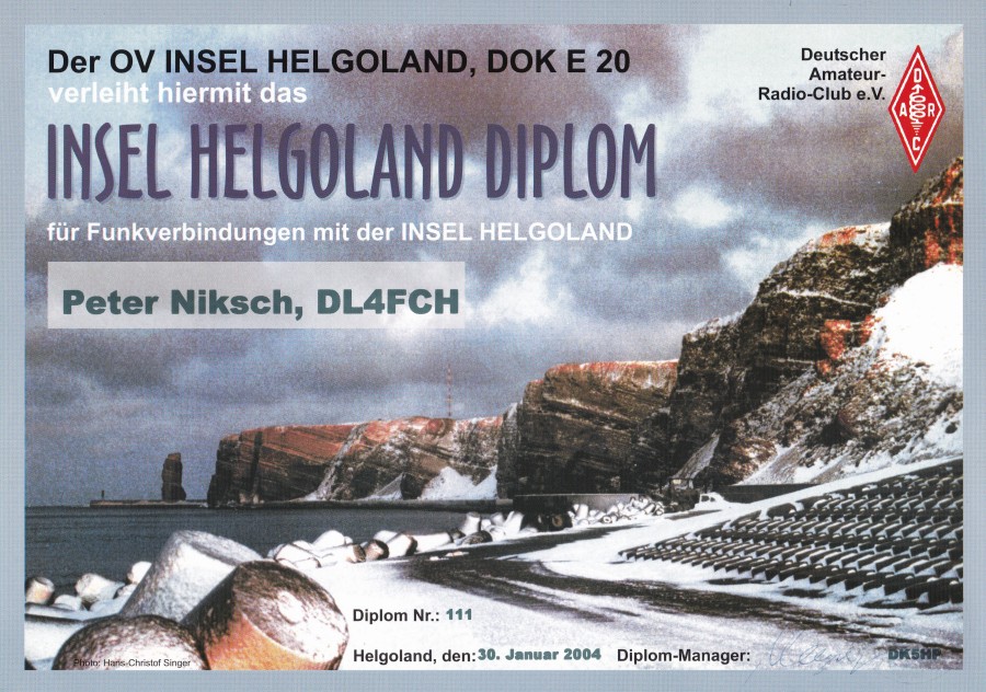 Insel Helgoland Diplom