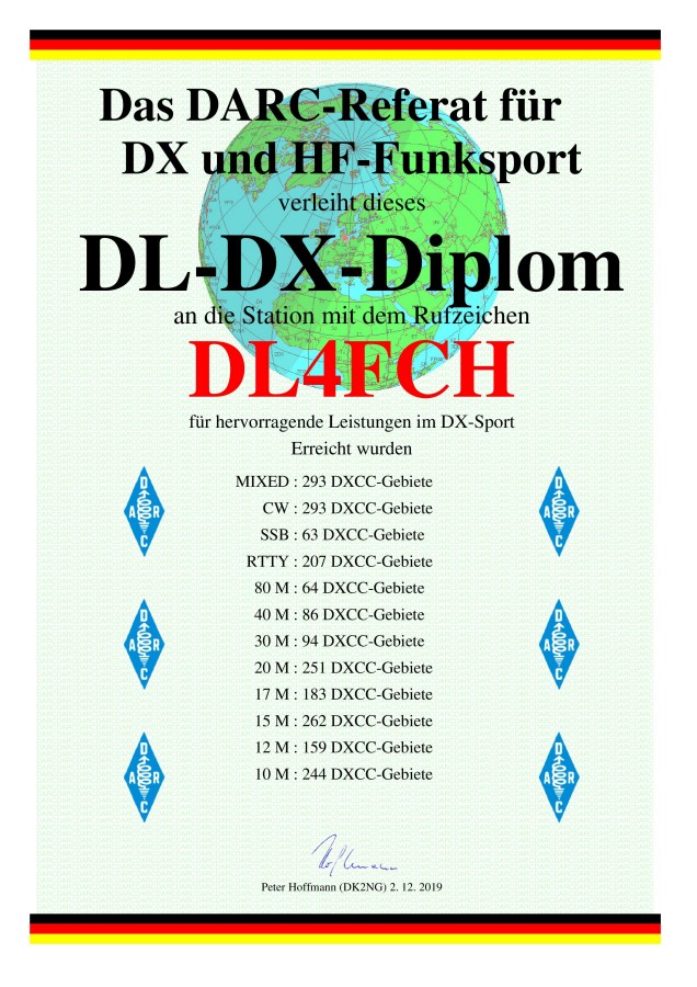 DARC DL-DX-Diplom - Lnderstand 2019
