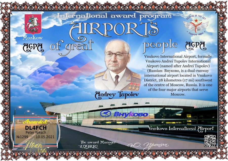 Radio Club 'Knights of the Sky' - Airports of Great People (AGPA) - Moscow Vnukovo VKO