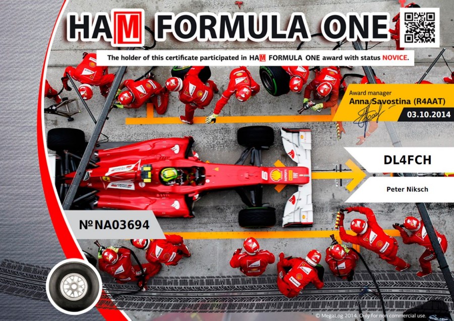 HAM FORMULA ONE Novice