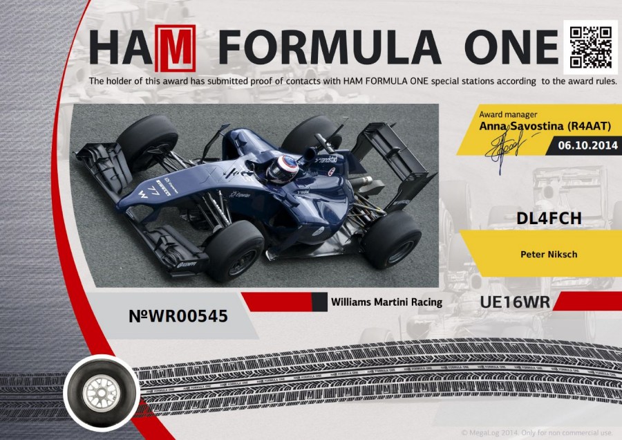 HAM FORMULA ONE WR