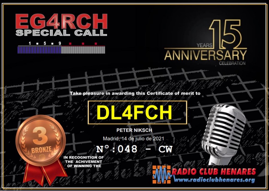 15th Anniversary Radio Club Henares - CW - Bronze