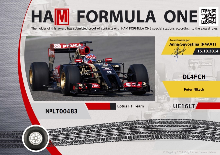 HAM FORMULA ONE LT