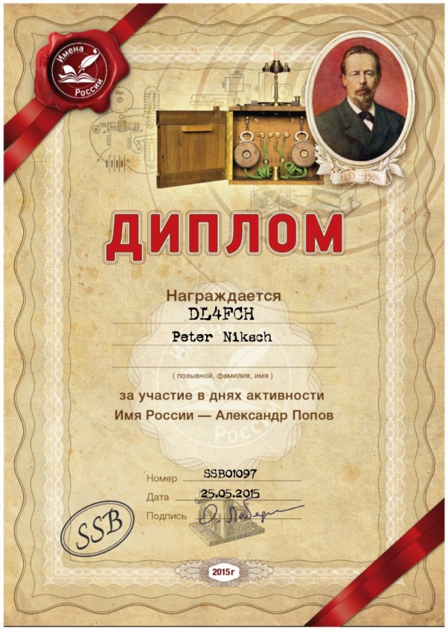 120 Years Of Radio - Aleksandr Popov -  Base SSB