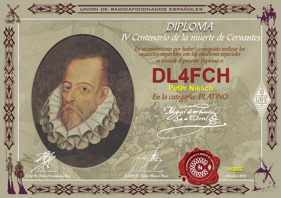 400th anniversary of the death of Miguel de Cervantes - Platinum