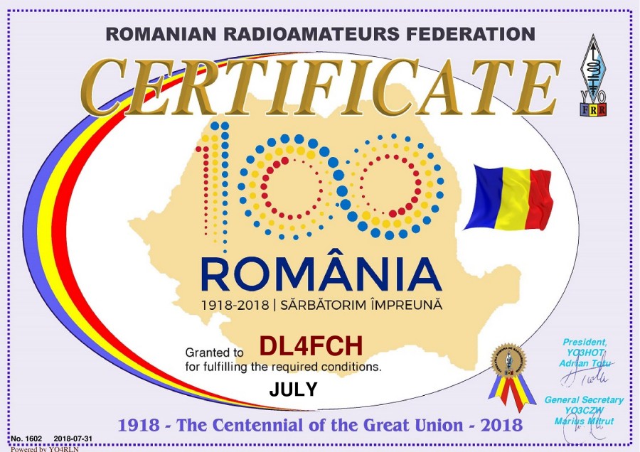 The Centennial of the Great Union (July Award)