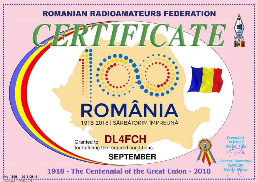 The Centennial of the Great Union (September Award)
