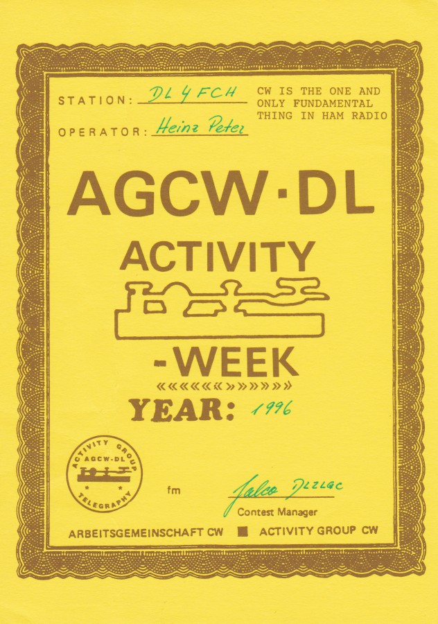 AGCW-DL Activity Week 1996
