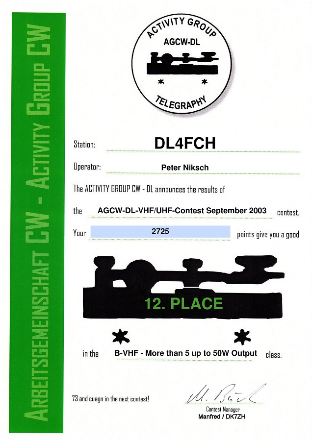 AGCW-DLVHF-Contest 2003