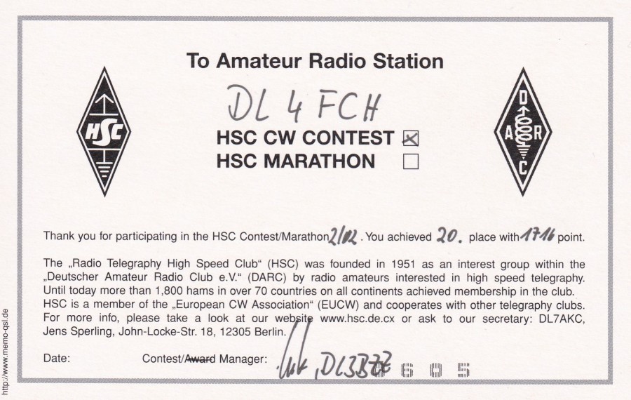 HSC CW Contest 2-2002