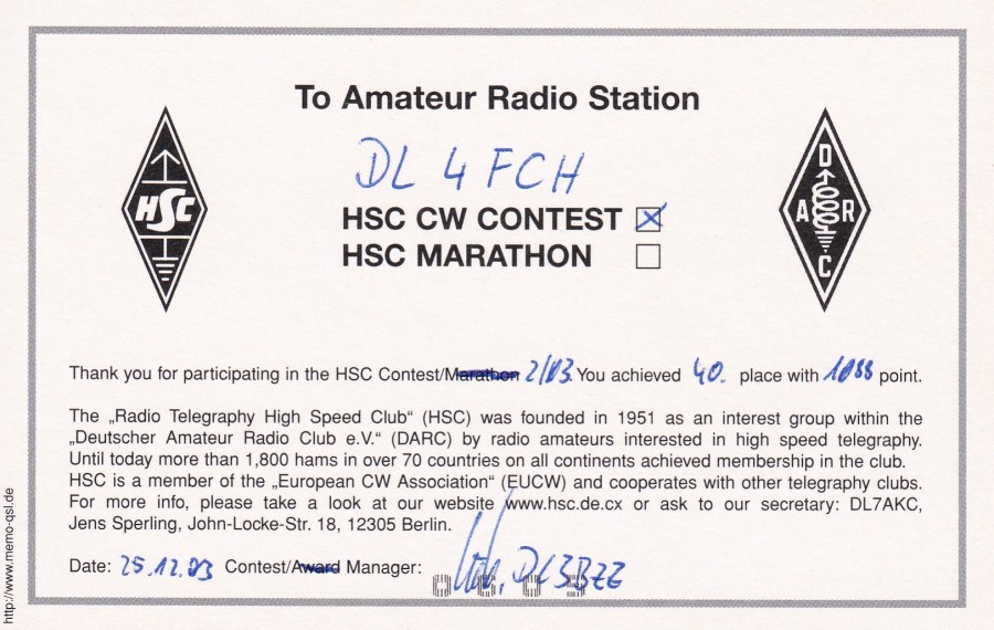 HSC CW Contest 2-2003