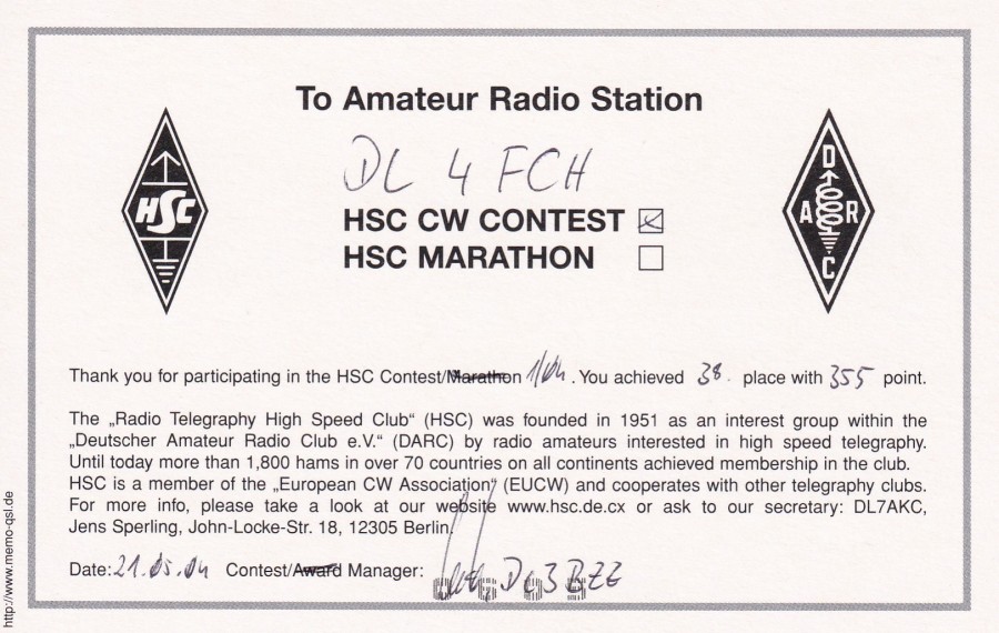 HSC CW Contest 1-2004