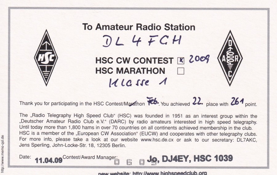 HSC CW Contest 1-2009