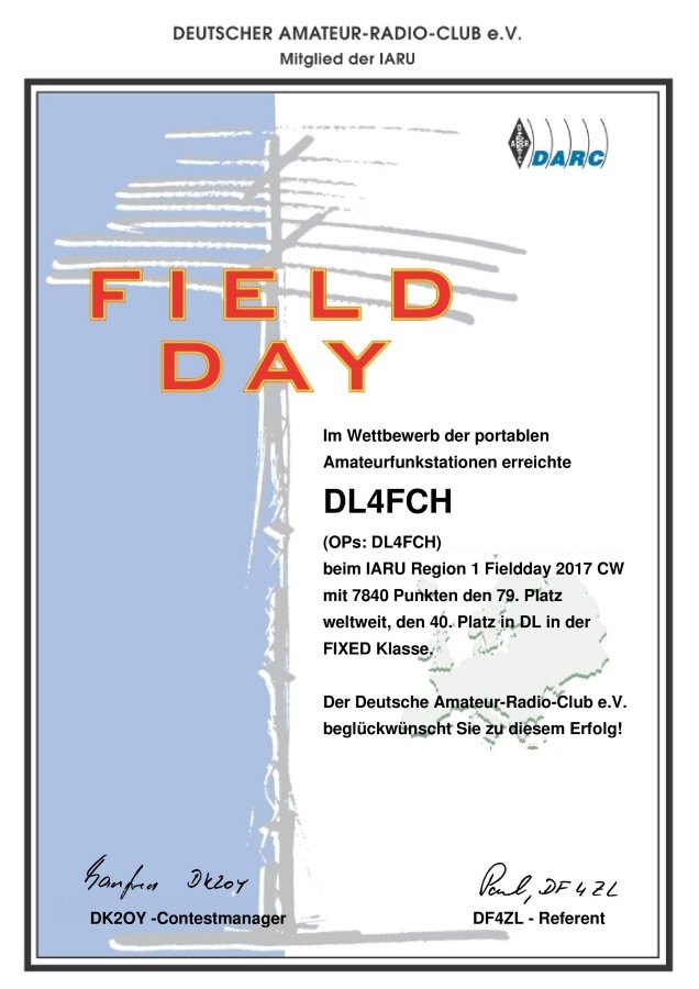IARU Region 1 Fieldday 2017 CW