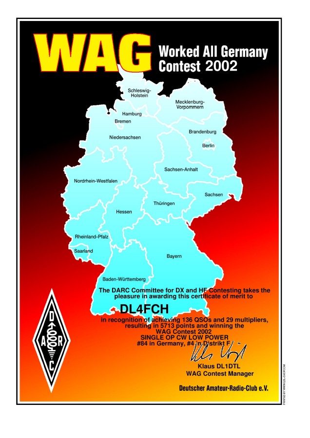 Worked All Germany Contest 2002 - CW