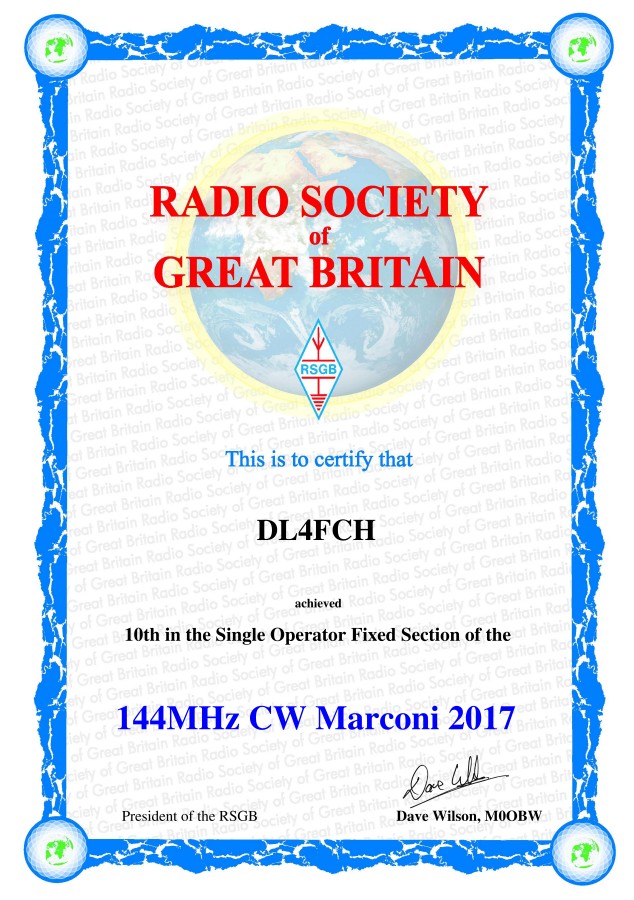 RSGB 144 MHz CW Marconi 2017